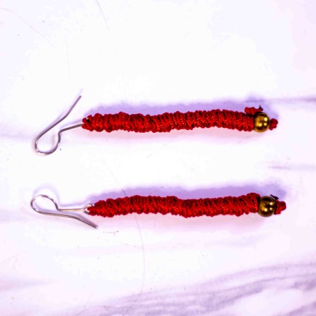 Boucle d'oreille tige allumette rouge 1 perle