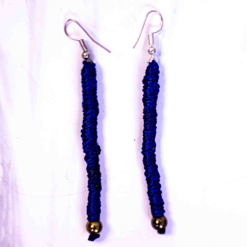 Boucle d'oreille tige allumette bleu 1 perle